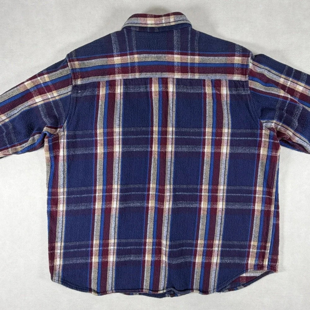 Vintage Five Brothers Heavy Flannel Shirt Long Sleeve Mens XL Blue Red Plaid